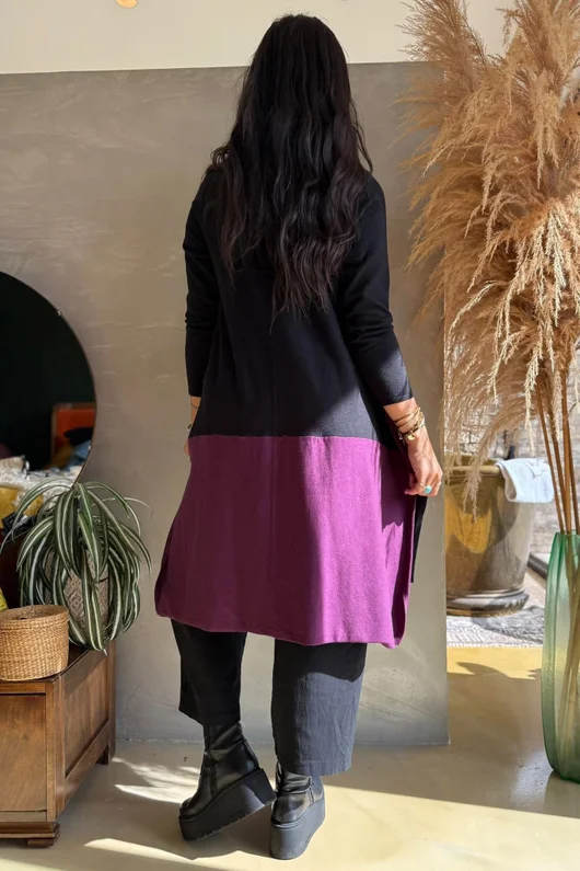 Agata Longline Split Side Knit Blackcurrant